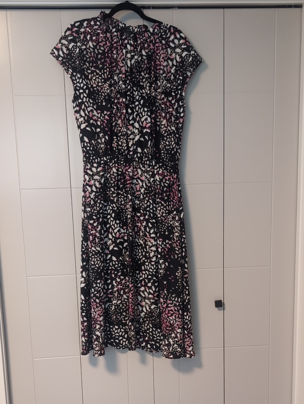 Banana Republic Navy, Pink & White Cap-Sleeve Midi Dress